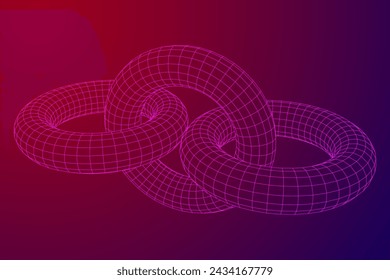 Abstract wireframe torus donuts. Vector technology background. Connection design template.