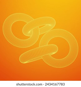 Abstract wireframe torus donuts. Vector technology background. Connection design template.