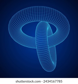 Abstract wireframe torus donuts. Vector technology background. Connection design template.