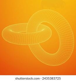 Abstract wireframe torus donuts. Vector technology background. Connection design template.