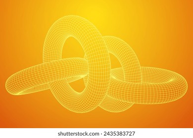 Abstract wireframe torus donuts. Vector technology background. Connection design template.