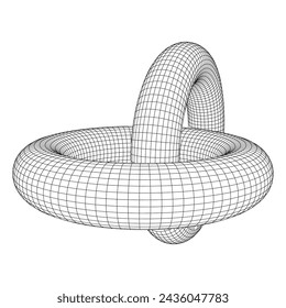 Abstract wireframe torus donuts. Vector technology background. Connection design template.