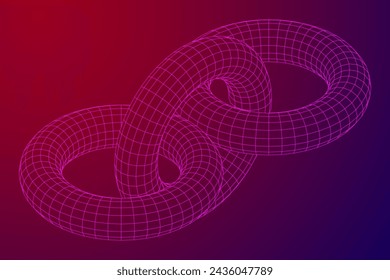 Abstract wireframe torus donuts. Vector technology background. Connection design template.