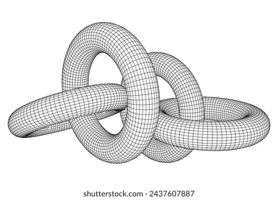 Abstract wireframe torus donuts. Vector technology background. Connection design template.