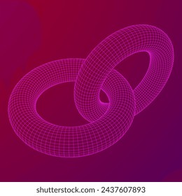 Abstract wireframe torus donuts. Vector technology background. Connection design template.