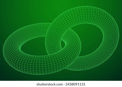 Abstract wireframe torus donuts. Vector technology background. Connection design template.