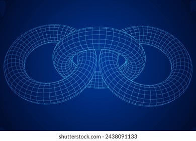 Abstract wireframe torus donuts. Vector technology background. Connection design template.