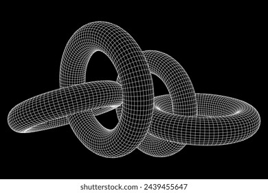 Abstract wireframe torus donuts. Vector technology background. Connection design template.