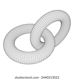 Abstract wireframe torus donuts. Vector technology background. Connection design template.