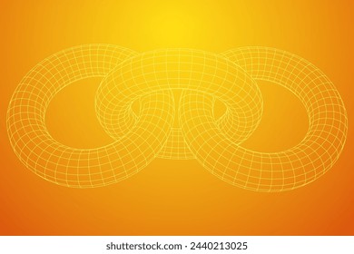 Abstract wireframe torus donuts. Vector technology background. Connection design template.