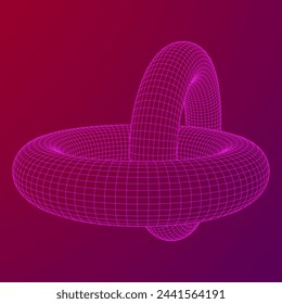 Abstract wireframe torus donuts. Vector technology background. Connection design template.