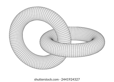 Abstract wireframe torus donuts. Vector technology background. Connection design template.