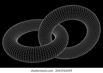 Abstract wireframe torus donuts. Vector technology background. Connection design template.