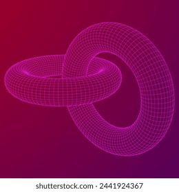 Abstract wireframe torus donuts. Vector technology background. Connection design template.