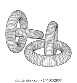 Abstract wireframe torus donuts. Vector technology background. Connection design template.