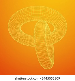 Abstract wireframe torus donuts. Vector technology background. Connection design template.