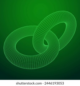 Abstract wireframe torus donuts. Vector technology background. Connection design template.