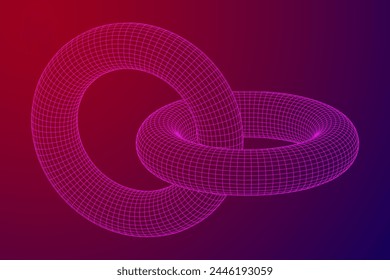 Abstract wireframe torus donuts. Vector technology background. Connection design template.