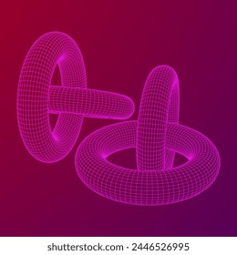 Abstract wireframe torus donuts. Vector technology background. Connection design template.