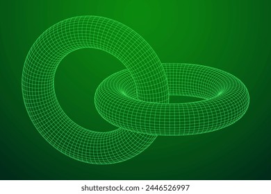 Abstract wireframe torus donuts. Vector technology background. Connection design template.