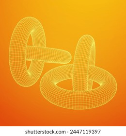 Abstract wireframe torus donuts. Vector technology background. Connection design template.