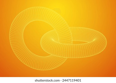 Abstract wireframe torus donuts. Vector technology background. Connection design template.