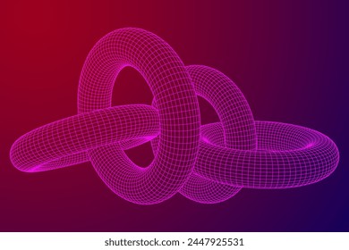 Abstract wireframe torus donuts. Vector technology background. Connection design template.