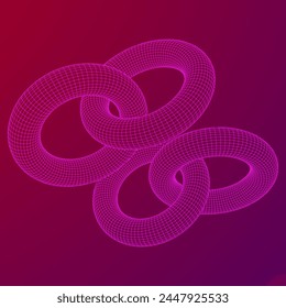 Abstract wireframe torus donuts. Vector technology background. Connection design template.