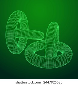 Abstract wireframe torus donuts. Vector technology background. Connection design template.