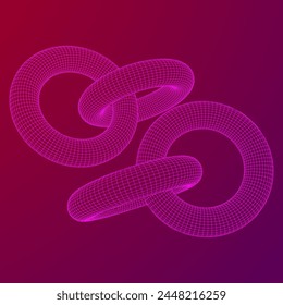 Abstract wireframe torus donuts. Vector technology background. Connection design template.