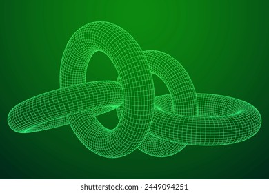 Abstract wireframe torus donuts. Vector technology background. Connection design template.