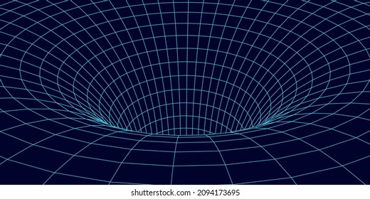Sinopsis del túnel de alambre. Agujero de la ciencia azul. Cuadrícula de portales vectores 3D. Fantasma futurista.