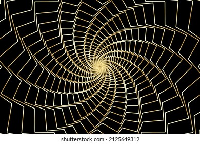 Sinopsis del túnel de alambre. La línea dorada rota las cartas sobre el fondo negro. Ilustración vectorial.