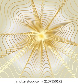 Sinopsis del túnel de alambre. La línea de la araña dorada sobre el fondo dorado blanco. Ilustración vectorial.