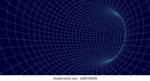 Sinopsis del túnel de alambre. Agujero de la ciencia de la luz. Cuadrícula de portales vectores 3D. Fantasma futurista.