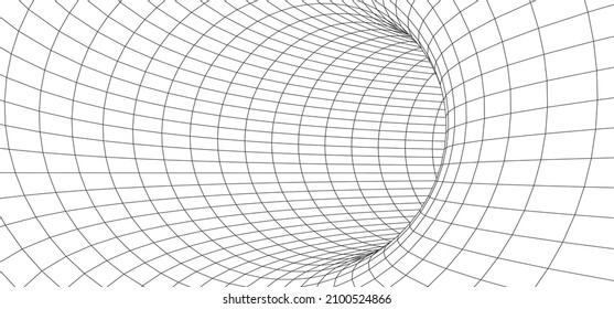 Sinopsis del túnel de alambre. Agujero de la ciencia de la luz. Cuadrícula de portales vectores 3D. Fantasma futurista.