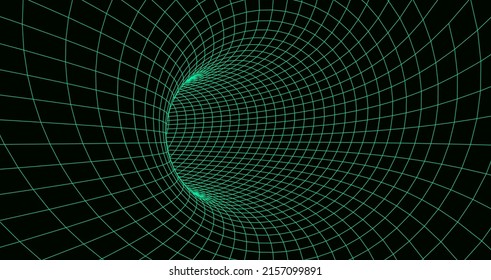Sinopsis del túnel de alambre. Agujero de la ciencia de la luz. Cuadrícula de portales vectores 3D. Fantasma futurista.