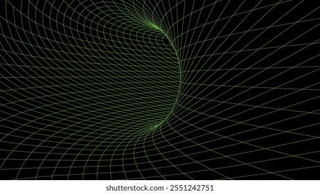 Túnel de estructura Abstractas. Agujero de gusano de la ciencia ligera. Vector de rejilla de portal 3D. Embudo de fantasía futurista.