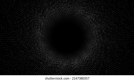 Abstract wireframe tunnel. Vector black wormhole. 3D portal grid. Futuristic fantasy funnel. svg