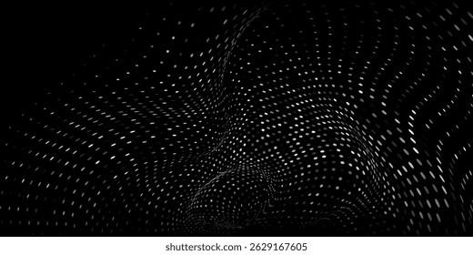 Túnel de estructura Abstractas. Vector agujero de gusano negro. Rejilla de portal 3D. Embudo de fantasía futurista.
