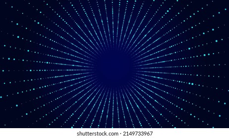 Abstract wireframe tunnel. Vector blue wormhole. 3D portal grid. Futuristic fantasy funnel. svg
