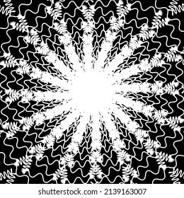 Abstract wireframe tunnel. The white circle, wavy lines on the black background. Vector illustration.