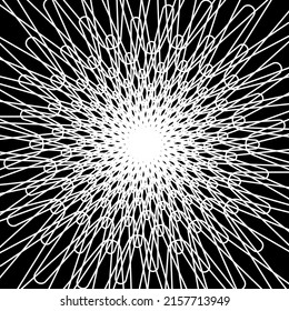 Abstract wireframe tunnel. The white line sun on the black background. Vector illustration.