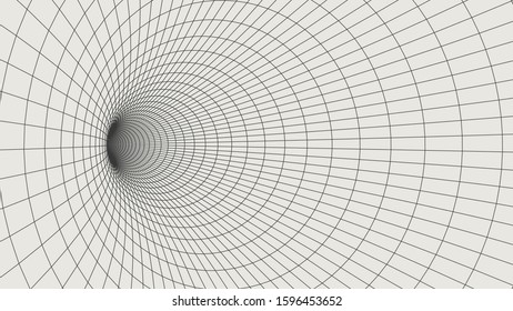 Abstract wireframe tunnels. 3D illustration of a landscape concept. Digital cyberspace in the performance of lines and points | EPS10 Vector.