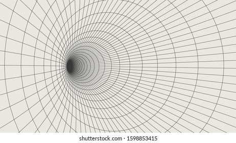Abstract wireframe tunnels. 3D illustration of a landscape concept. Digital cyberspace in the performance of lines and points | EPS10 Vector.