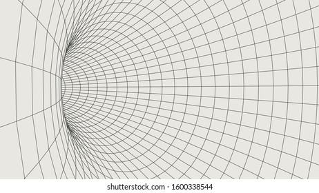 Abstract wireframe tunnels. 3D illustration of a landscape concept. Digital cyberspace in the performance of lines and points | EPS10 Vector.