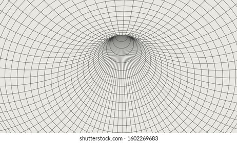 Abstract wireframe tunnels. 3D illustration of a landscape concept. Digital cyberspace in the performance of lines and points | EPS10 Vector.
