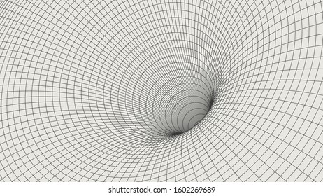 Abstract wireframe tunnels. 3D illustration of a landscape concept. Digital cyberspace in the performance of lines and points | EPS10 Vector.