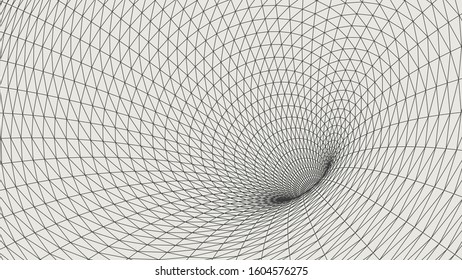Abstract wireframe tunnels. 3D illustration of a landscape concept. Digital cyberspace in the performance of lines and points | EPS10 Vector.