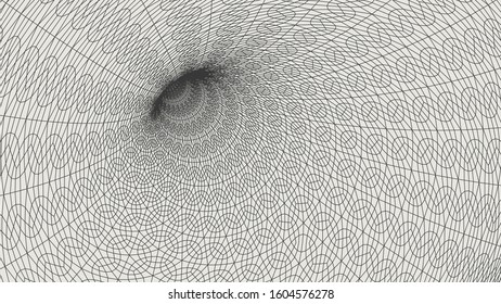 Abstract wireframe tunnels. 3D illustration of a landscape concept. Digital cyberspace in the performance of lines and points | EPS10 Vector.